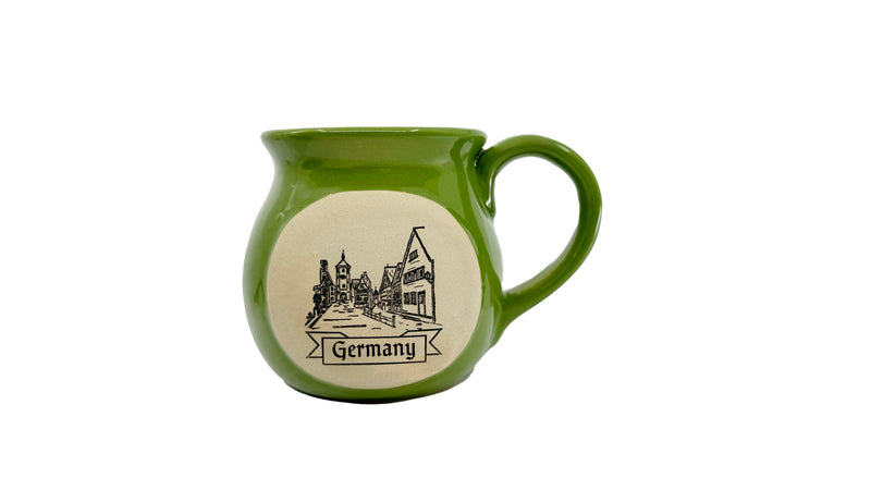 Rustic Green Coffee Mug - with European Village Pottery Insert