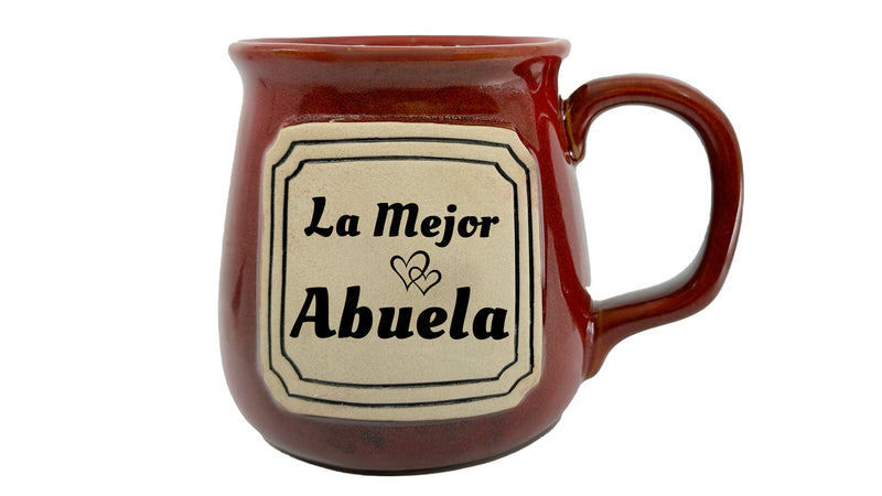 Rustic Red Coffee Mug - with 'La Mejor Abuela!' Pottery Insert - Ideal Grandmother Gift for Latina Grandmother