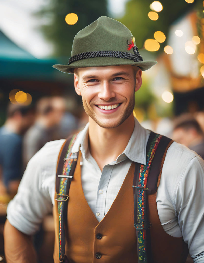 German Bavarian Style 100% Wool Green Hat