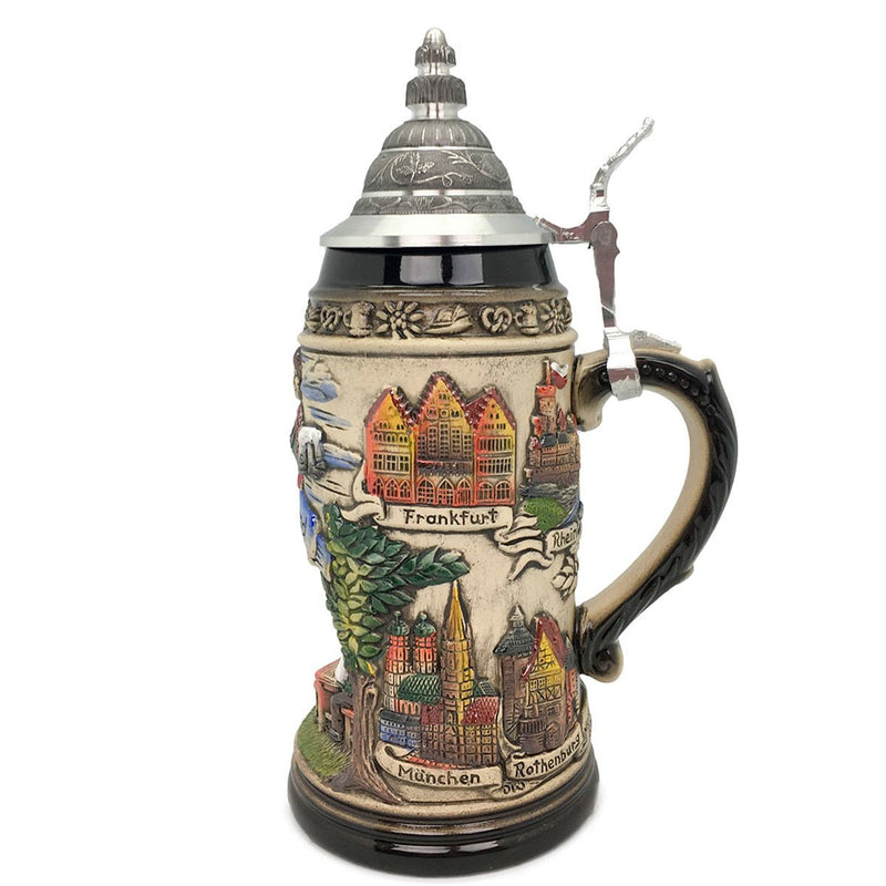 Biergarten 1L Zoller & Born Classic Motif German Beer Stein -2