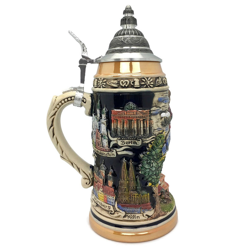 Biergarten 1L Zoller & Born Classic Motif German Beer Stein -3