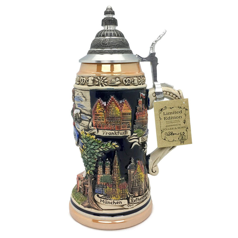 Biergarten 1L Zoller & Born Classic Motif German Beer Stein -5